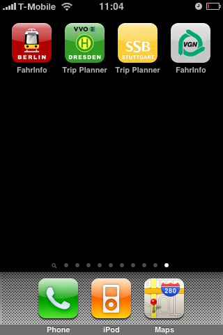 Alle vier Fahrinfo-Anwendungen auf dem iPhone