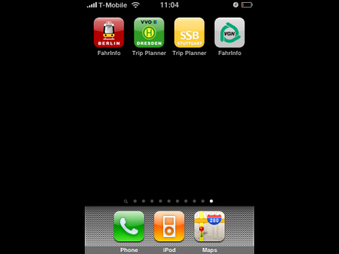 Alle vier Fahrinfo-Anwendungen auf dem iPhone