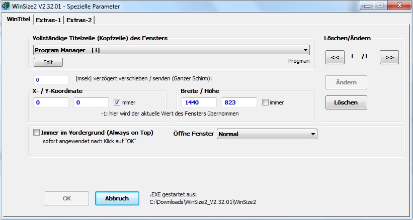 WinSize2 - Größenanpassung und Positionsfixierung eines Fensters