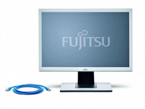 Fujitsus Zero-Client D602: Ein Netzwerk- und ein Stromkabel ist alles, was der intelligente Monitor braucht, um zu einer Arbeitsstation zu werden.