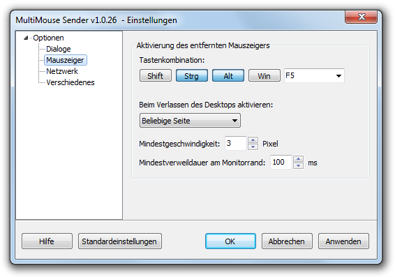 Multimouse - Konfiguration des Mauszeiger-Desktopwechsels