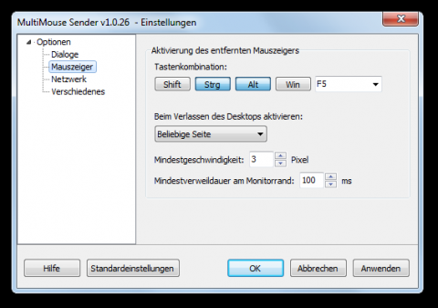 Multimouse - Konfiguration des Mauszeiger-Desktopwechsels