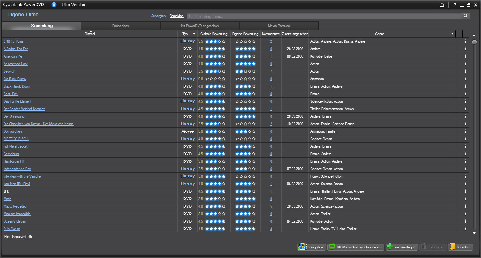 PowerDVD 10 - eigene Filmsammlung mit MoovieLive im Überblick