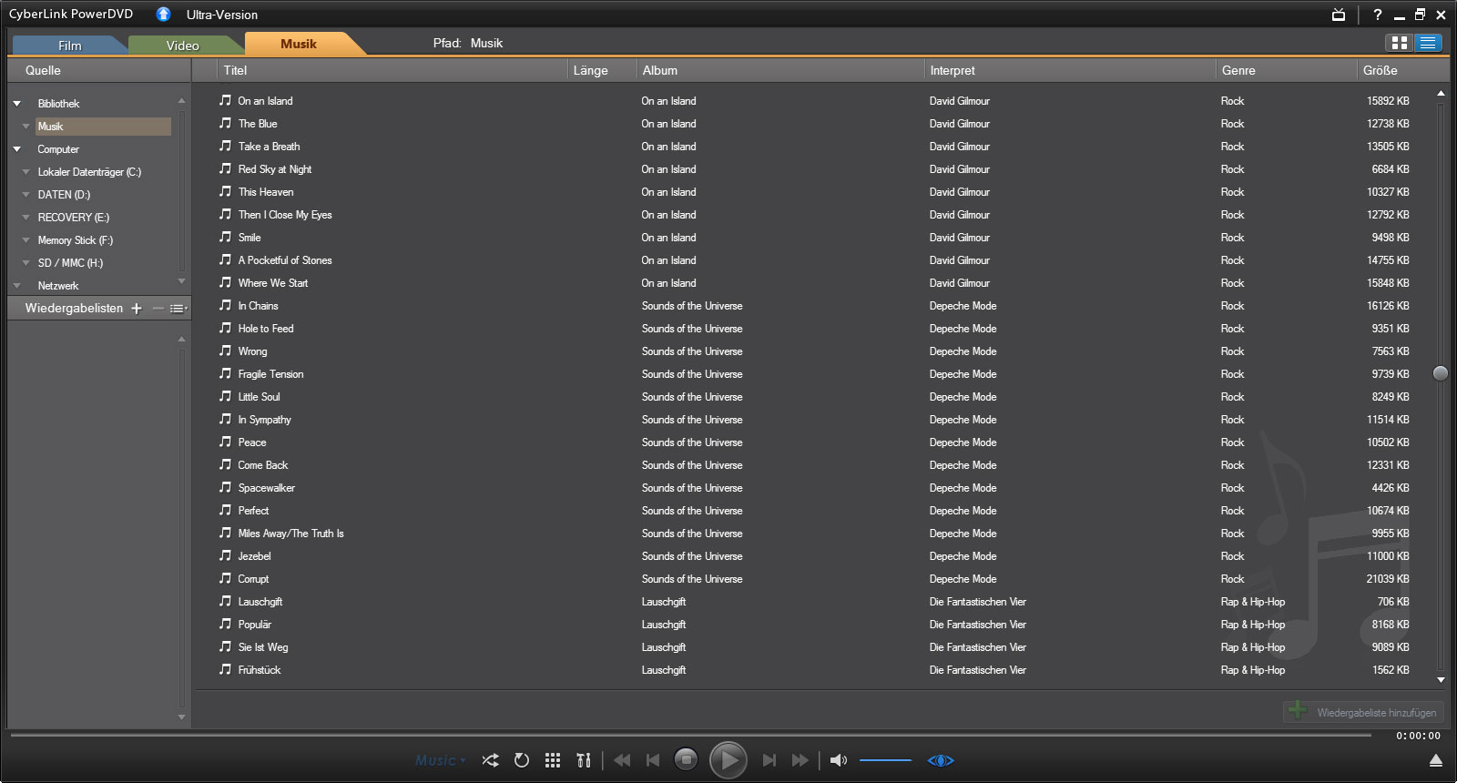 PowerDVD 10 - Musikmodul
