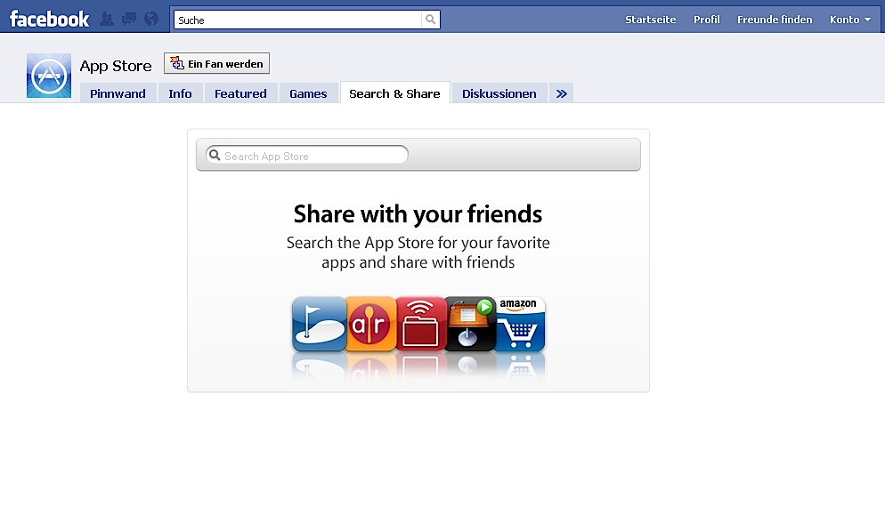 App Store auf Facebook - Suche