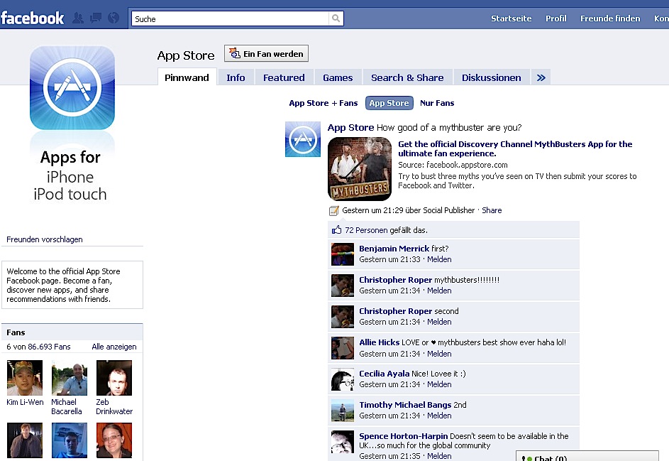 App Store auf Facebook