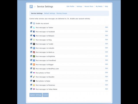 Ausgew&auml;hlte Netzwerke in Ping.fm