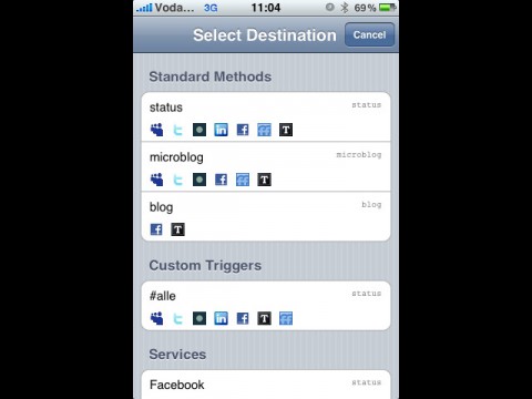Pingle: Ausgew&auml;hlte Ziel-Netzwerke