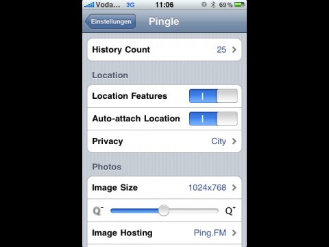 Pingle: Settings