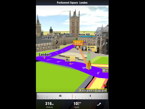 Aura zeigt, wo Freunde sich gerade aufhalten. (Screenshot: Sygic)