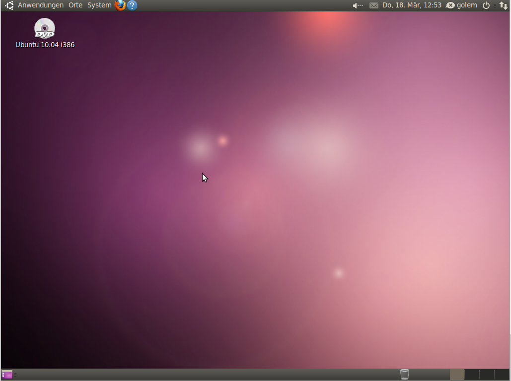 Der Desktop von Ubuntu 10.04 wurde mit einem neuen Hintergrundbild versehen.