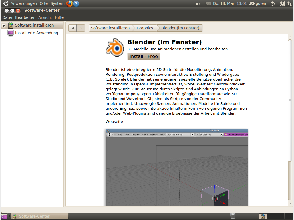 Zu den meisten Programmen bietet das Software-Center einen ausführlichen Beschreibungstext samt Bild an.