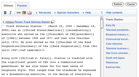 Layout der neuen Editieren-Seite mit Werkzeugleiste (Bild: Wikimedia Foundation)