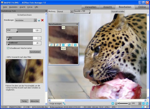 ACDSee Photo Manager 12 - Bearbeitung (Scharfzeichnung) (Foto: Andreas Donath)