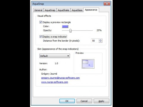 Aquasnap - Konfiguration