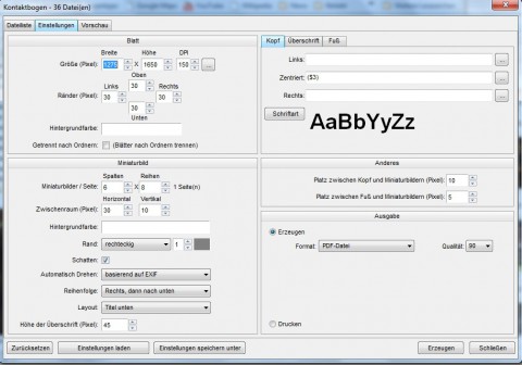 Faststone Image Viewer 4.1 - Erzeugung eines Kontaktbogens