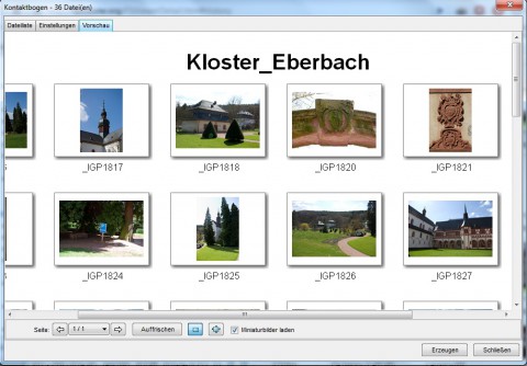 Faststone Image Viewer 4.1 - Vorschau auf einen Kontaktbogen