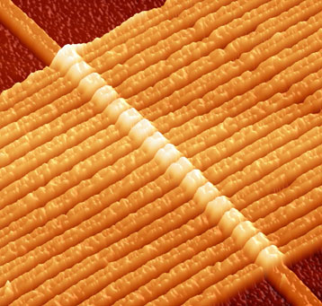 HPs erste Memristoren von 2008 aus 17 Titandrähten