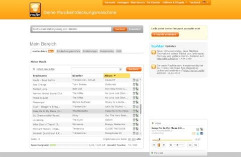 Mufin Player - mufin.drive-Weboberfl&auml;che
