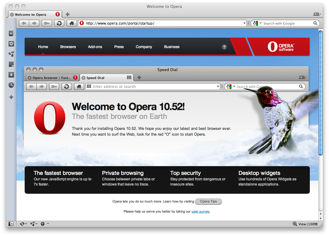 Opera 10.52 unter Mac OS X