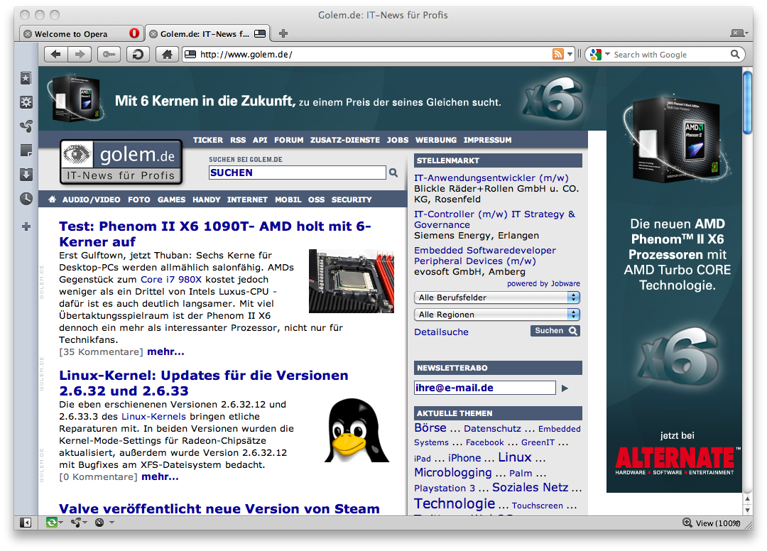Die Integration ist besser als bei alten Opera-Versionen.