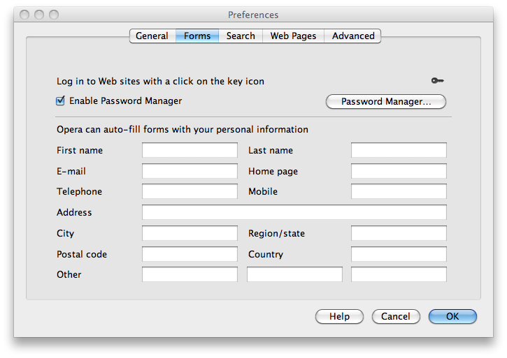 Optionen von Opera 10.52