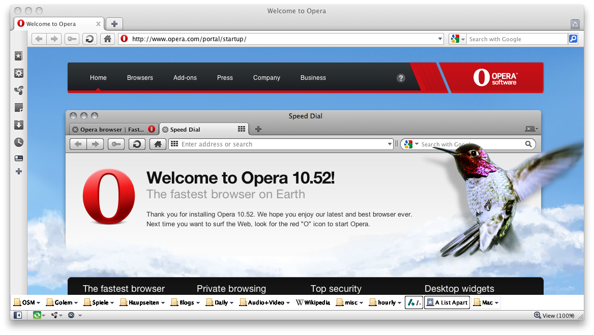 Wenn Opera auf dem Mac nicht so aussieht, wie es sollte (Schließen der Tabs auf der rechten Seite), ...