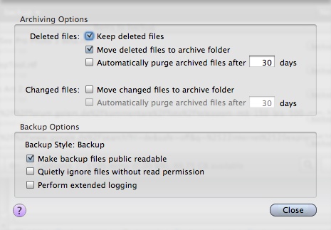 Smartbackup 3.0 - Optionen