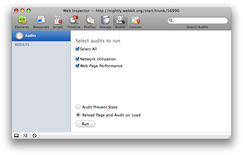 Audits im Web Inspector