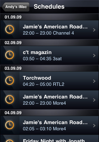 Elgato EyeTV iPhone App - Aufnahmeliste