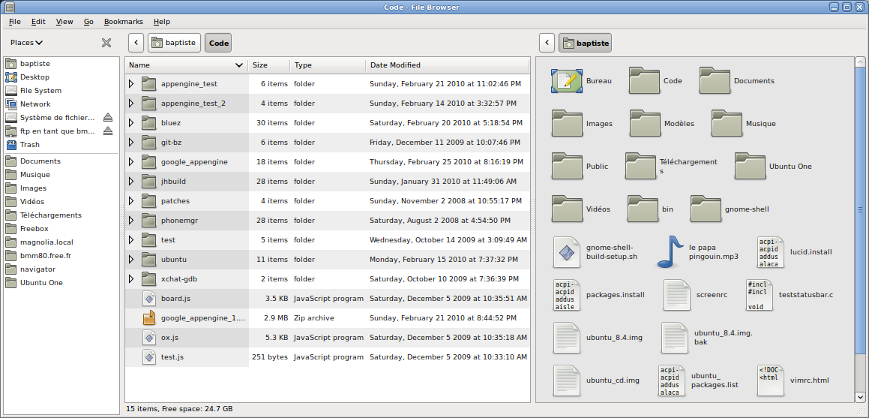 Der Nautilus-Browser in der neuen Version 2.30.0