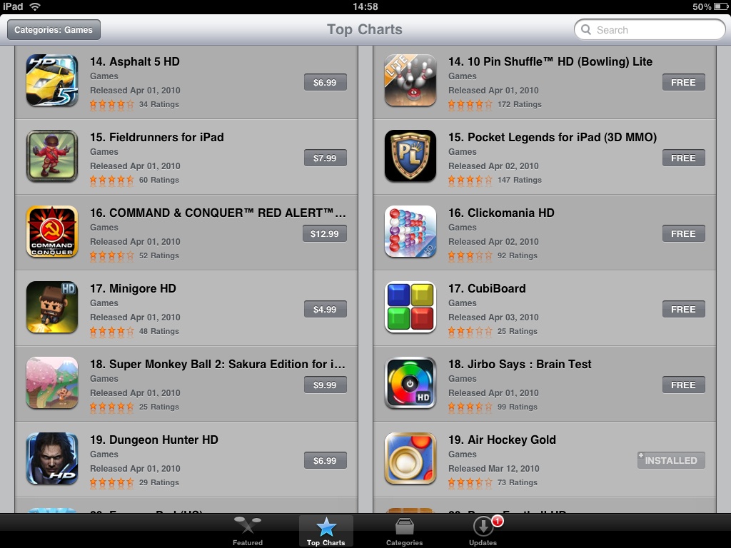 App Store: Spieleangebot