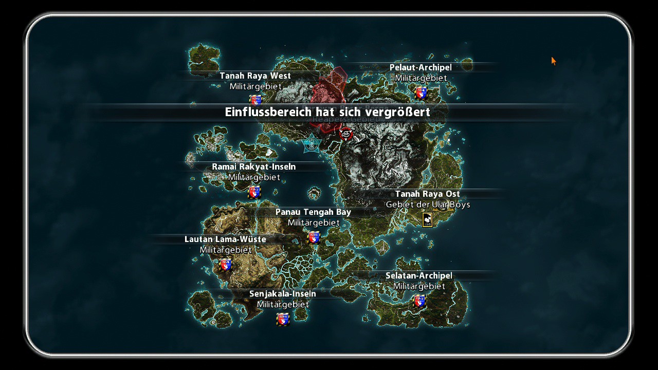 Auf der Inselkarte hat der Spieler Überblick über neue Missionen.