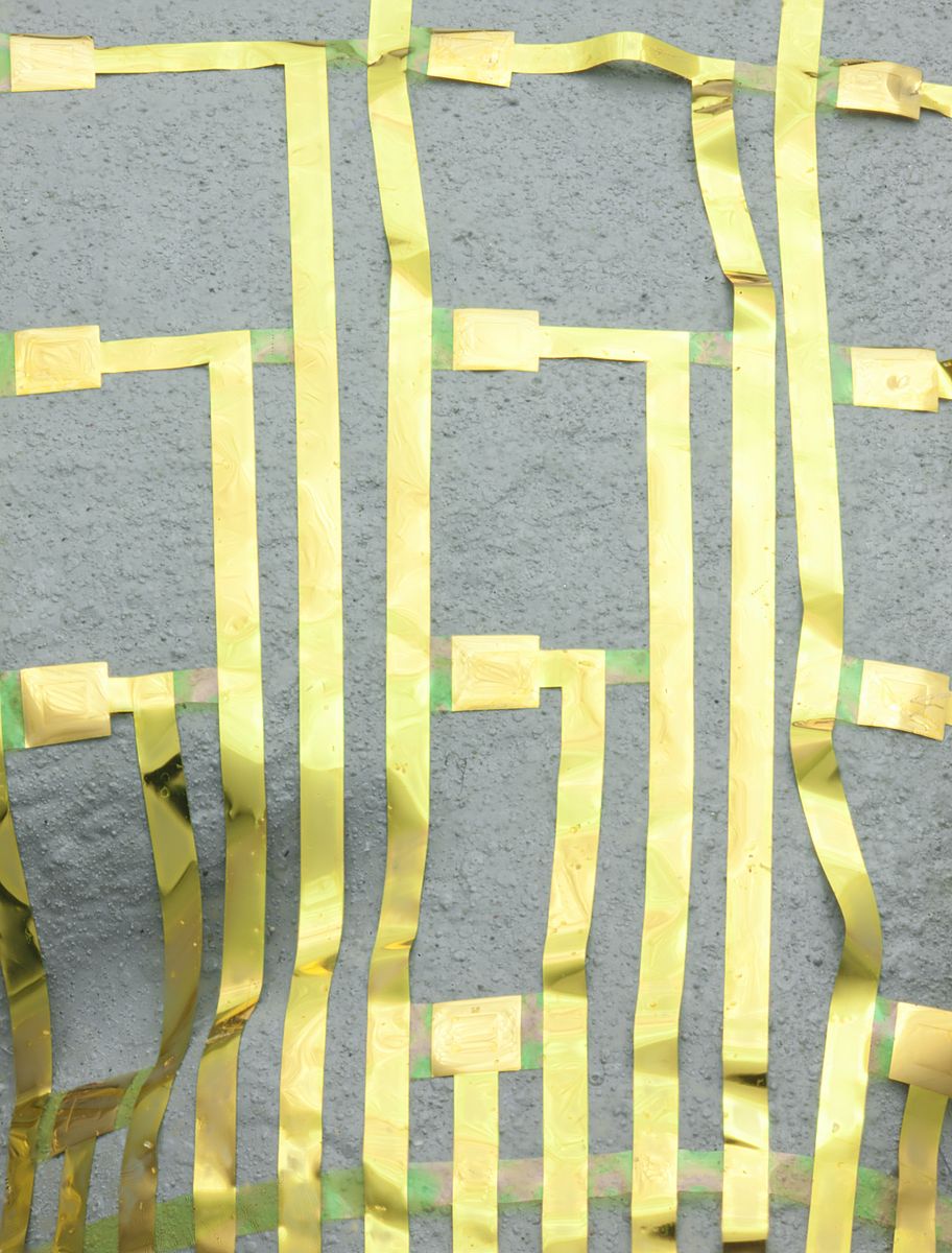 Dünnfilmelektroden auf einem Modell des Gehirns (Foto: C. Conway und J. Rogers, Beckman Institute)