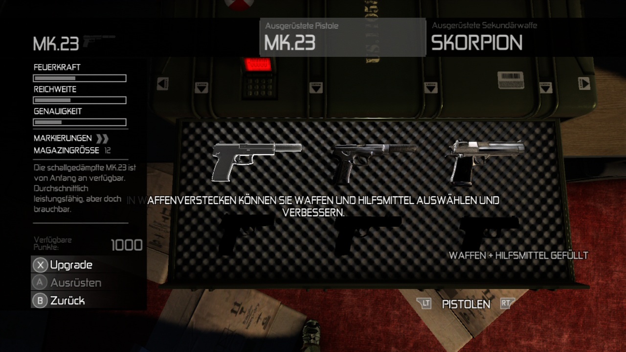 An Waffenkisten kann der Spieler sein Equipment aufrüsten.
