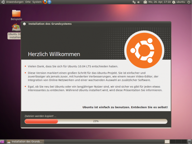 Der Installer mit neuer Diaschau