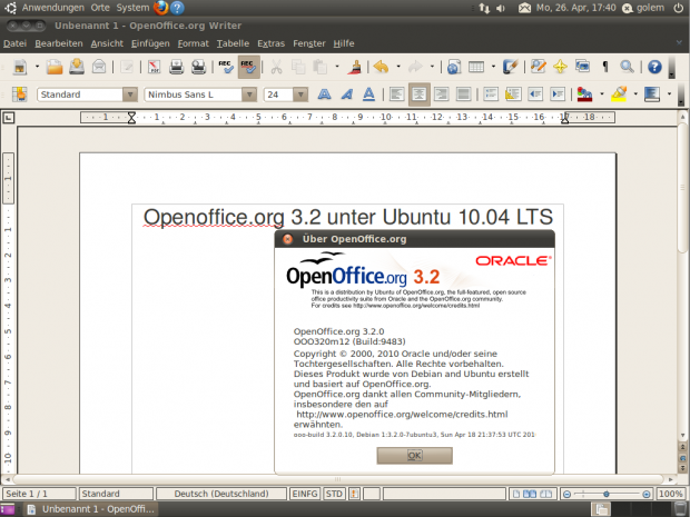 Openoffice.org ist in der Version 3.2 dabei.
