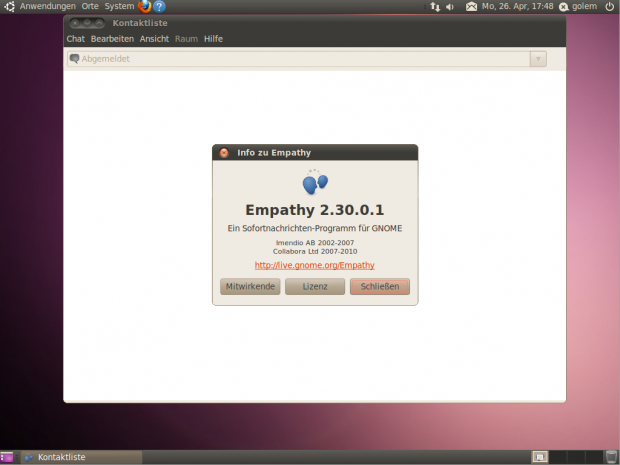 ...und dient seit Ubuntu 9.10 als Messaging-Client.