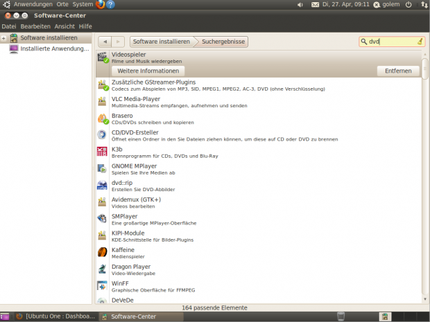 Die Softwareauswahl ist wie immer sehr üppig.