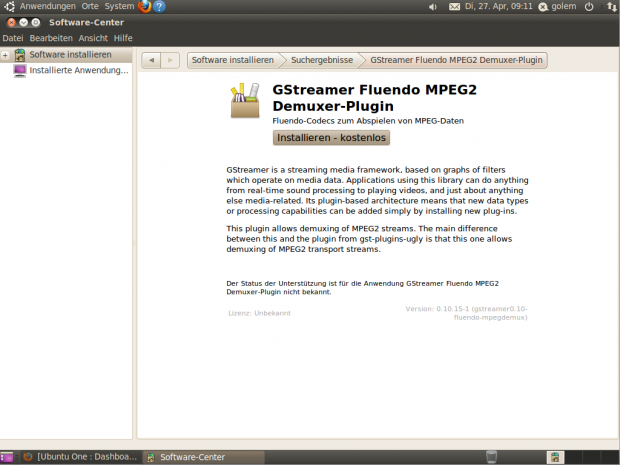 Das Softwarecenter bietet Details zu den meisten Programmpaketen inklusive Lizenz und Preis.