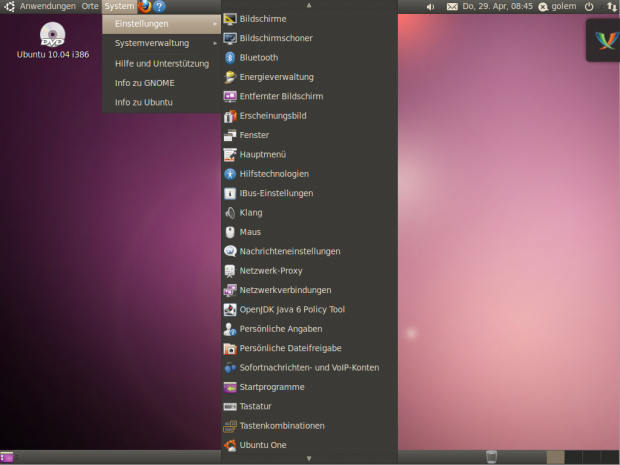 Die Optionen der Systemsteuerung