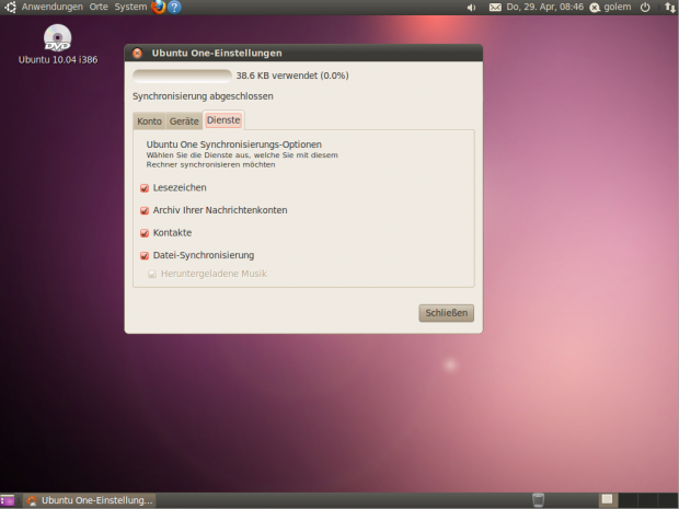 ...sowie zum Cloud-Dienst Ubuntu One. 