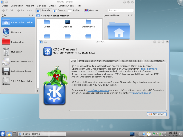 Kubuntu 10.04 bringt den Plasma-Desktop in Version 4.4.2 mit.