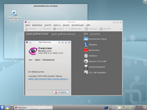 Statt F-Spot bietet Kubuntu das Programm Gwenview, das auf die Kipi-Plugins zugreifen kann.