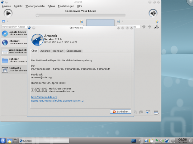 Für die Musikwiedergabe unter Kubuntu ist Amarok zuständig.