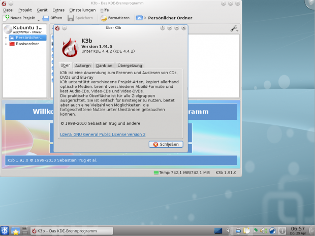 K3b brennt unter Kubuntu optische Medien.