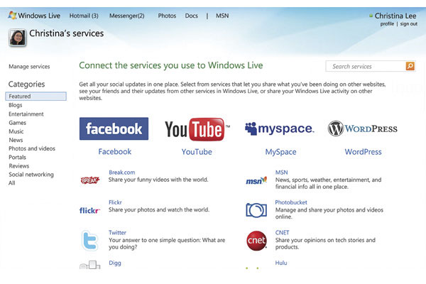 Windows Live Messenger integriert soziale Netzwerke, Blogging und Foto-Sharing