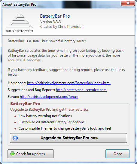 Batterybar für Windows