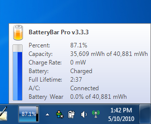 Details zur eingelegten Batterie
