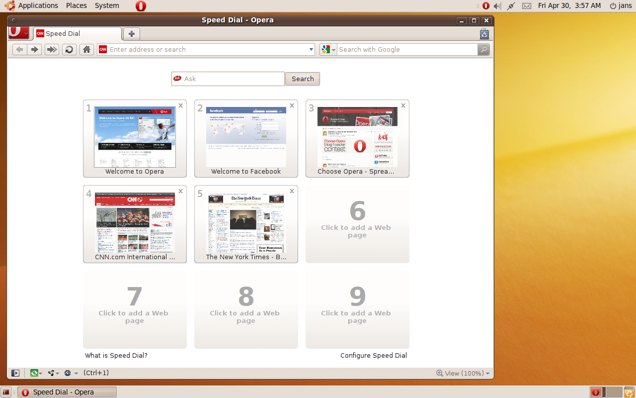 Opera 10.53 unter Gnome